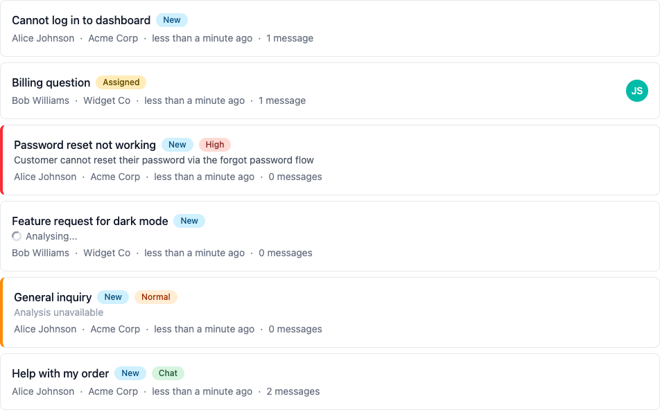 Help Desk shared inbox with conversations