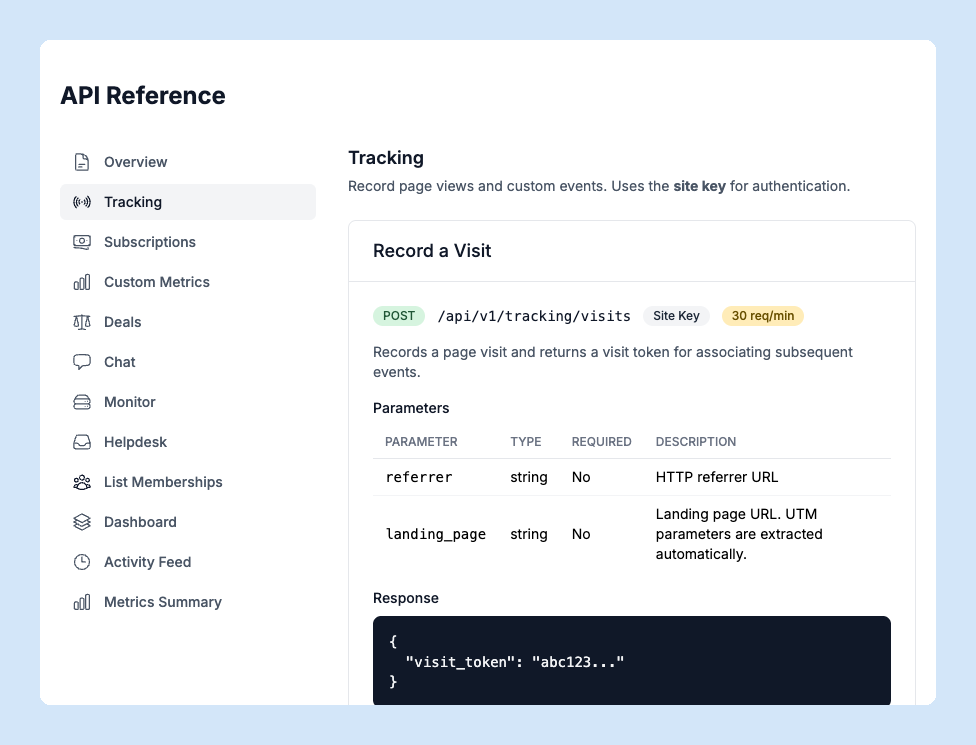 Tracking script setup