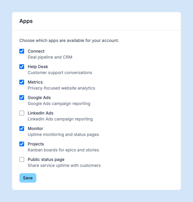 Apps settings